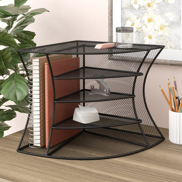 Wralxan Black Mesh Desktop Corner Organizer